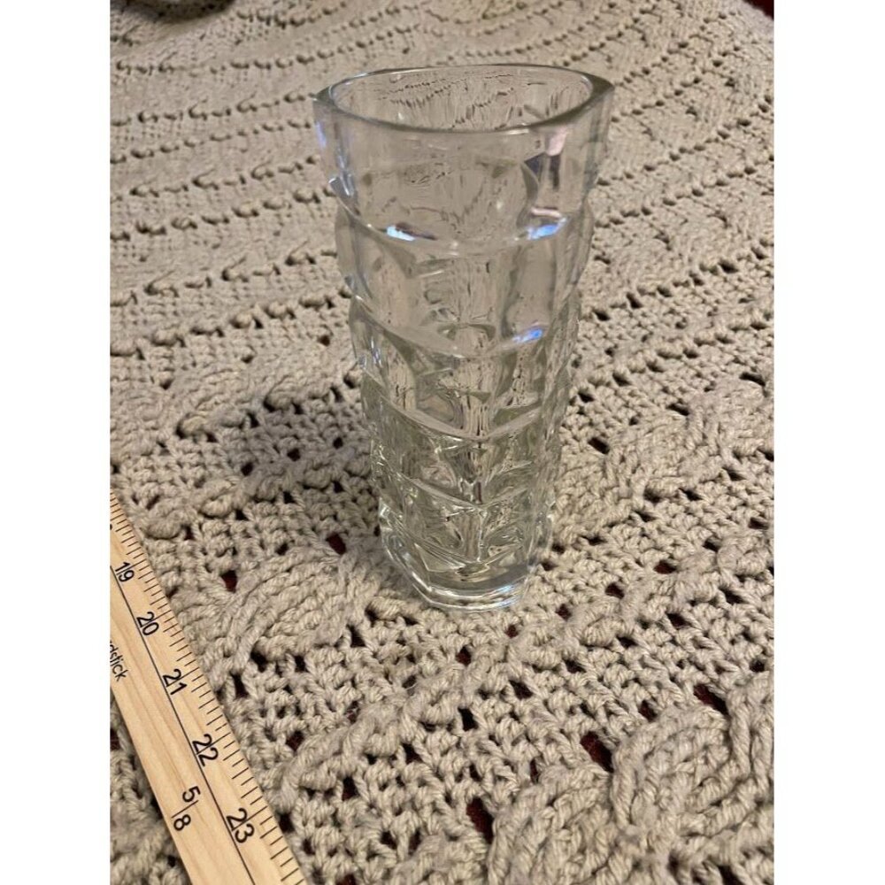 French Geometric Clear Triangular Shaped Glass Vase Made In France - Picture 12 of 16
